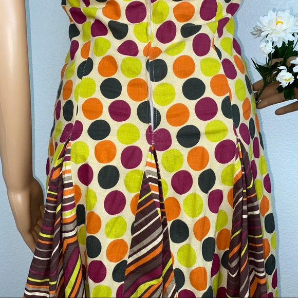 Anne Elisabeth Polka Dot Stripe Midi Dress Paris - Picture 3 of 8